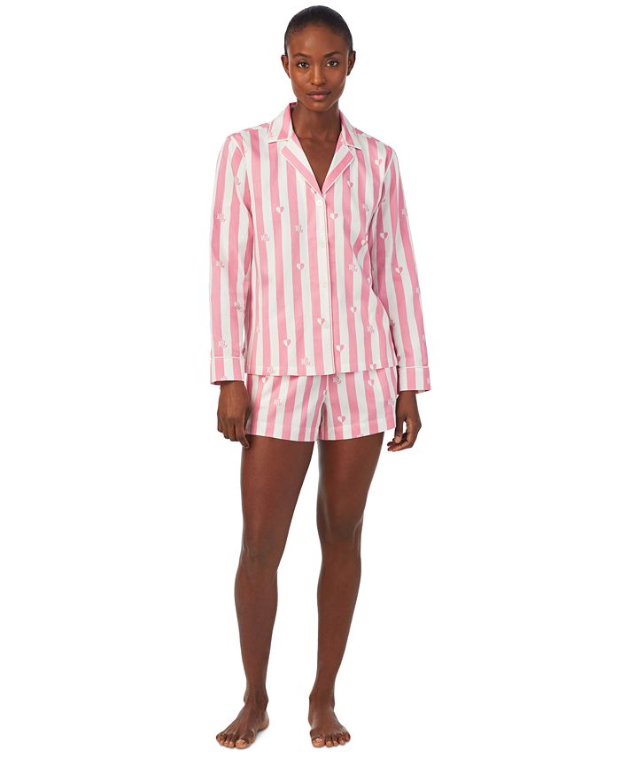 Lauren Ralph Lauren Women's Long-Sleeve Notched-Collar Boxer Pajamas Set -  Macy's