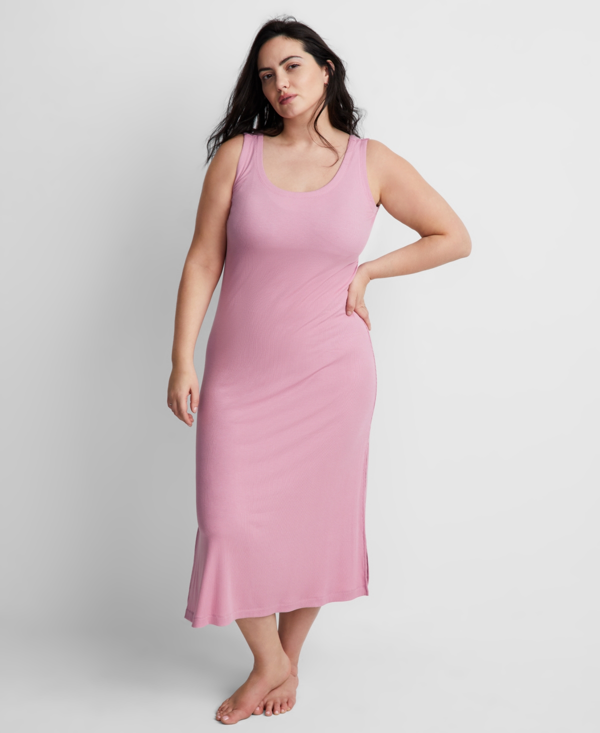 State Of Day Women's Ribbed Modal Blend Tank Nightgown Xs-3x, Created For Macy's In Mauve Orchid
