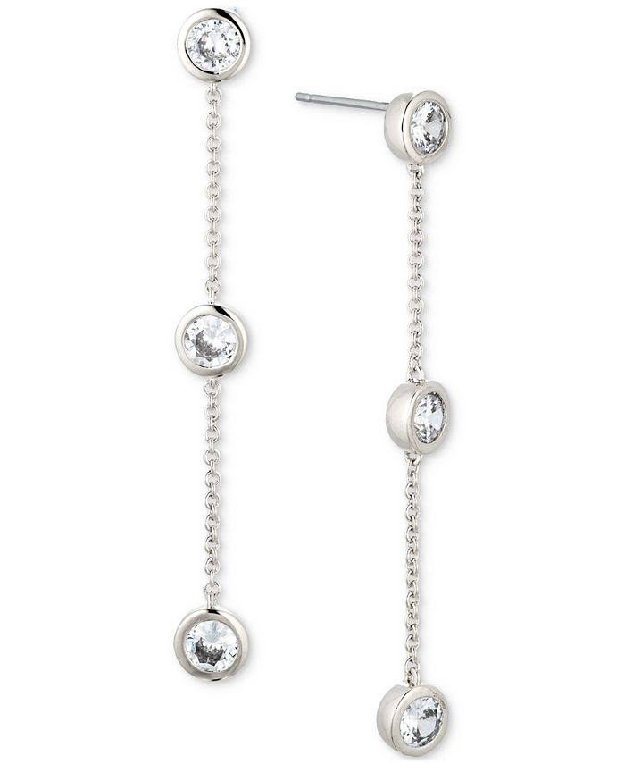Eliot Danori SilverTone Cubic Zirconia Linear Drop Earrings, Created