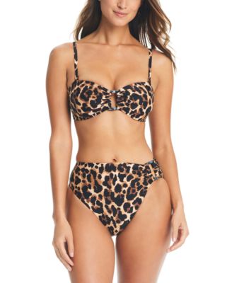 Shop Bar Iii Womens Cheetah Ring Bandeau Bikini Top Cheetah Ring High Rise Bottoms Created For Macys In Natural