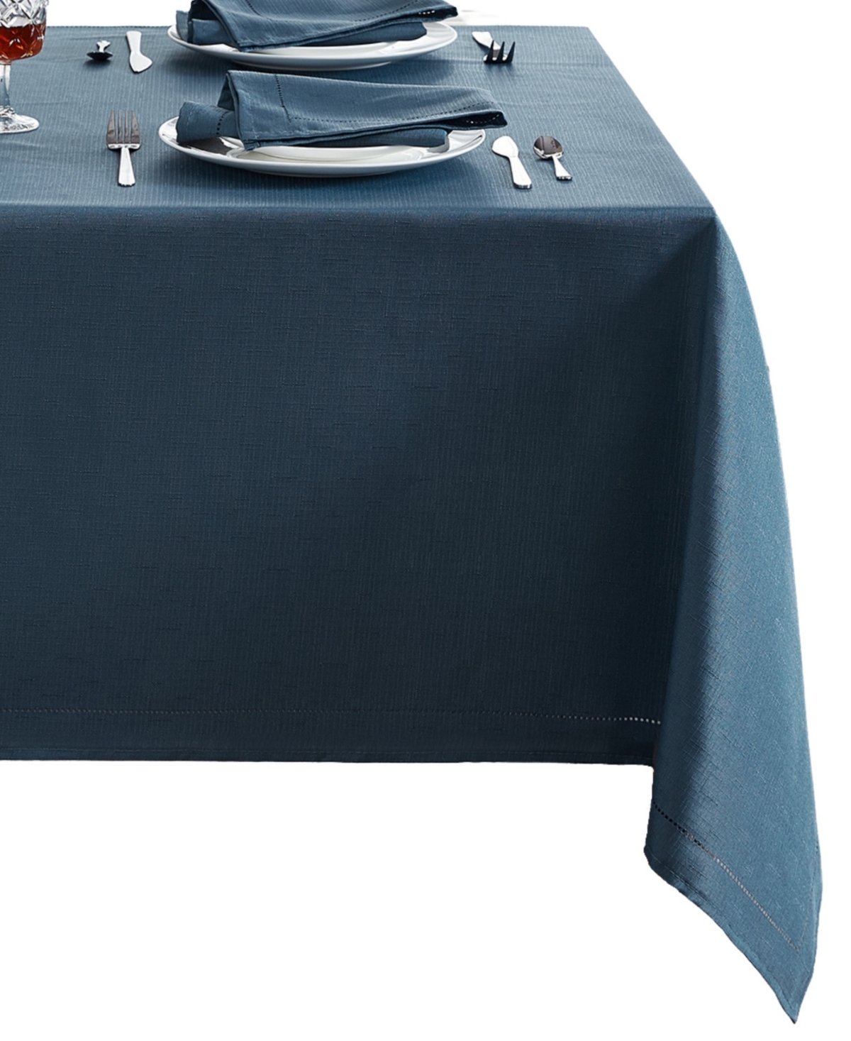 Elrene Alison Eyelet Punched Border Fabric Tablecloth, 60" X 84" In Copen Blue