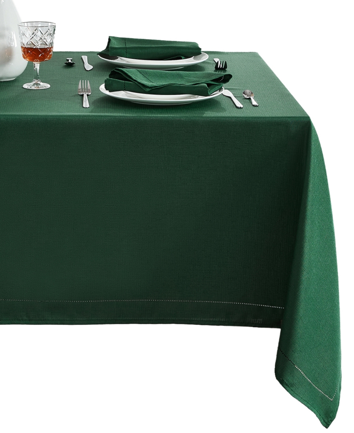 Elrene Alison Eyelet Punched Border Fabric Tablecloth, 60" X 84" In Forest
