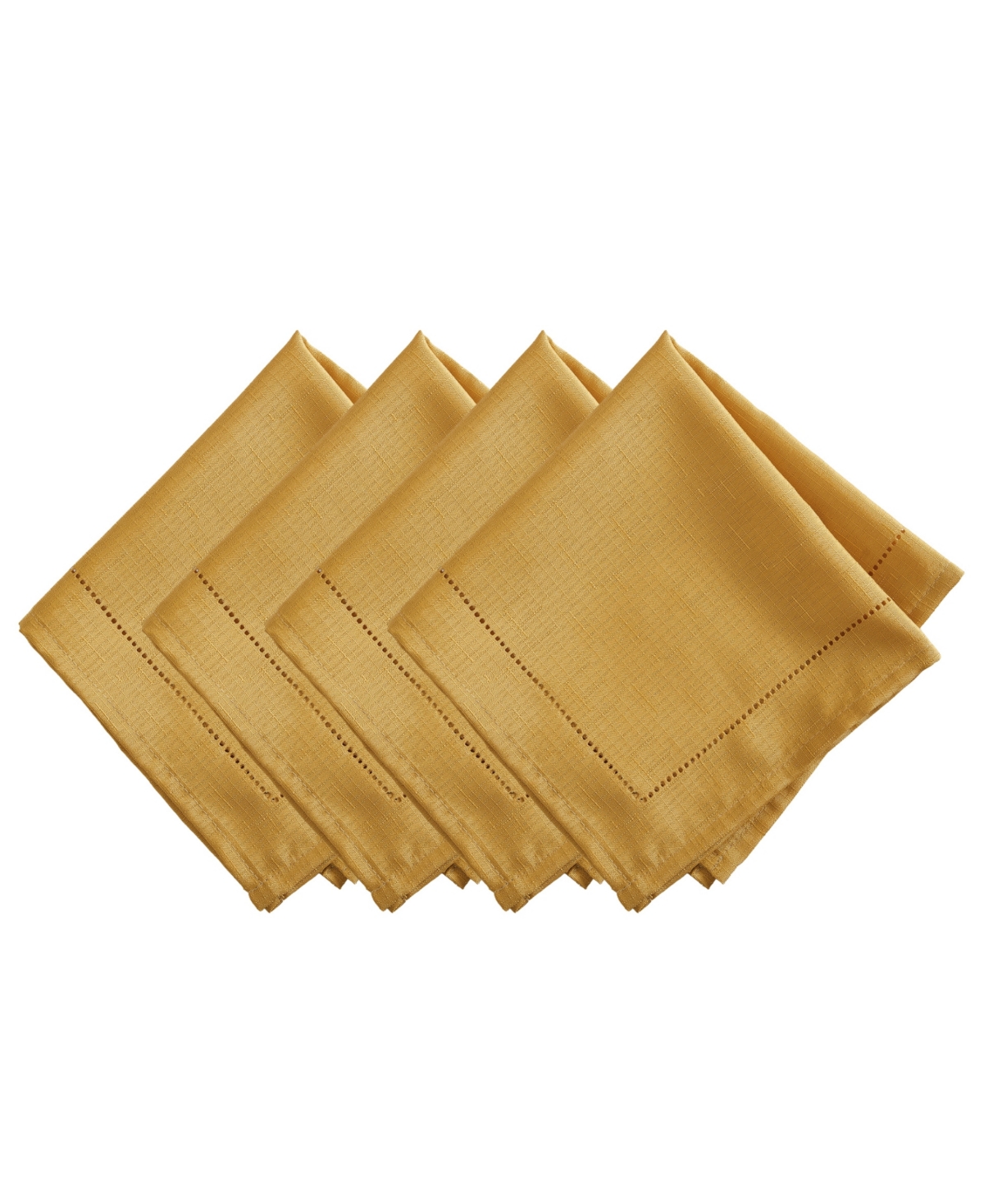 Elrene Alison Eyelet Punched Border Fabric Napkin, Set Of 4 In Golden Yellow
