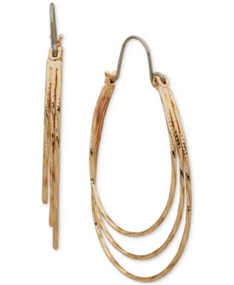 Anne Klein - Gold-Tone Triple-Row Elongated Hoop Earrings
