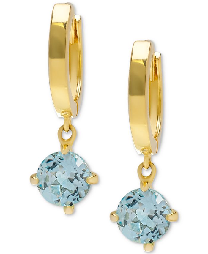 Macy s Blue Topaz Dangle Hoop Earrings 1 ct. t.w. in Gold Plated
