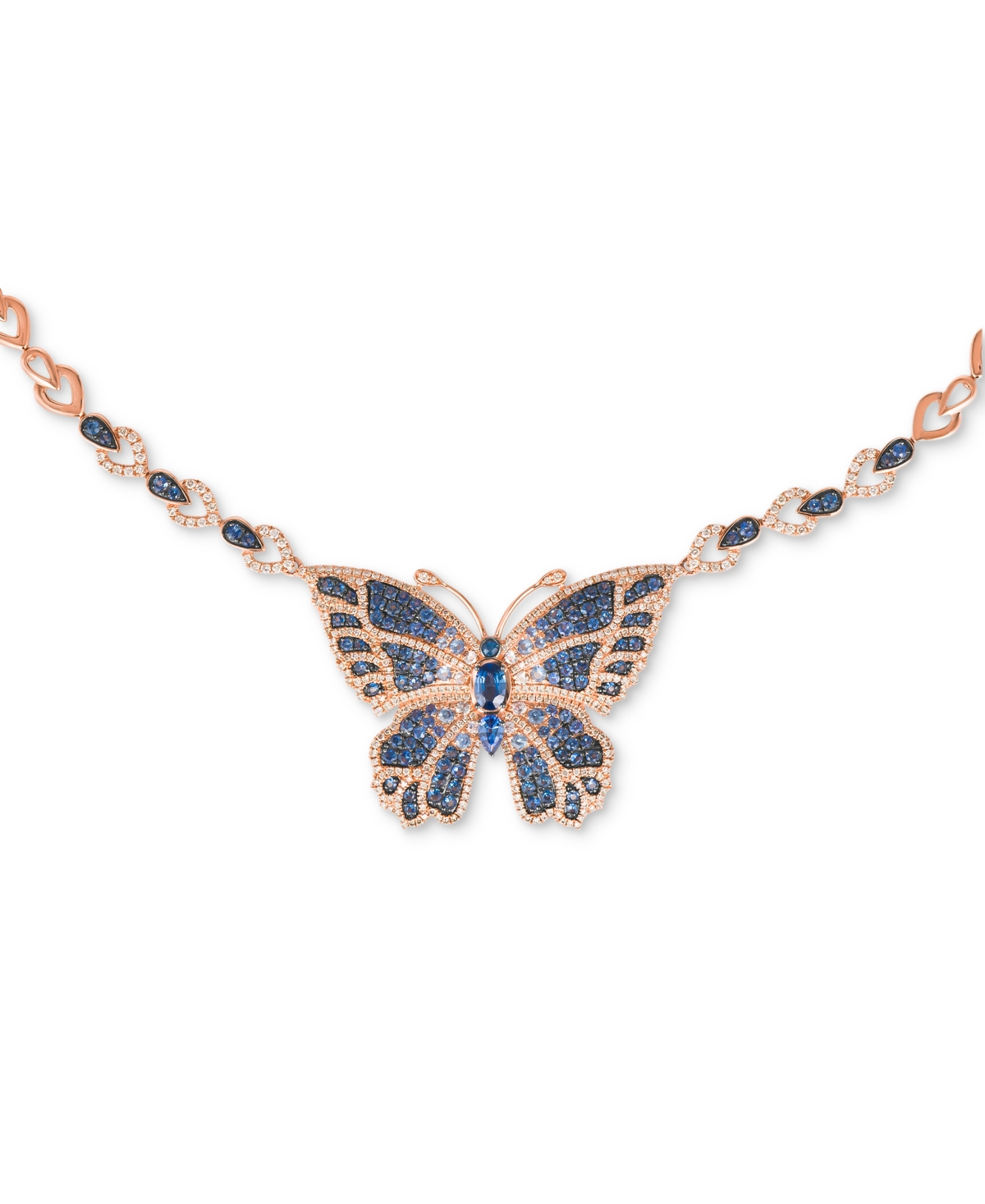 Le Vian Multi-sapphire (3-1/2 Ct. T.w.) & Diamond (1-3/4 Ct. T.w.) Butterfly Pendant Necklace In 14k Rose Go In No Color