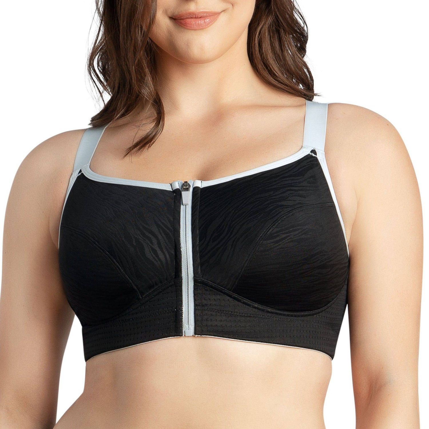 Plus Size Wave Wire-free Zip Front Sports Bra