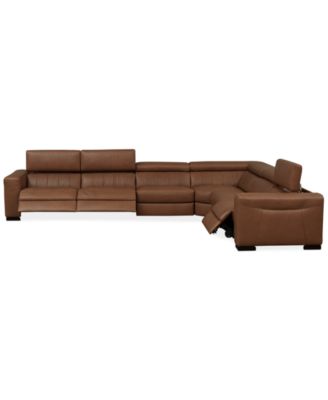 Rinan 158" 6-Pc. Leather Sectional with 3 Power Recliners, Created for Macy's