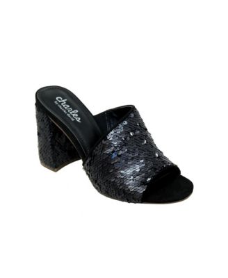 Womens Reveal Block High Heel Mule Sandal