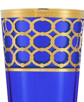 Cobalt Blue High Ball with Gold-Tone Rings, Set of 4