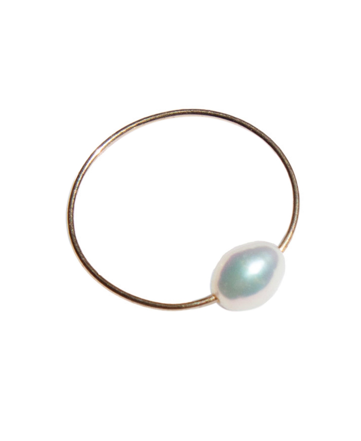Eden &#x2014; freshwater pearl skinny gold ring - Open White