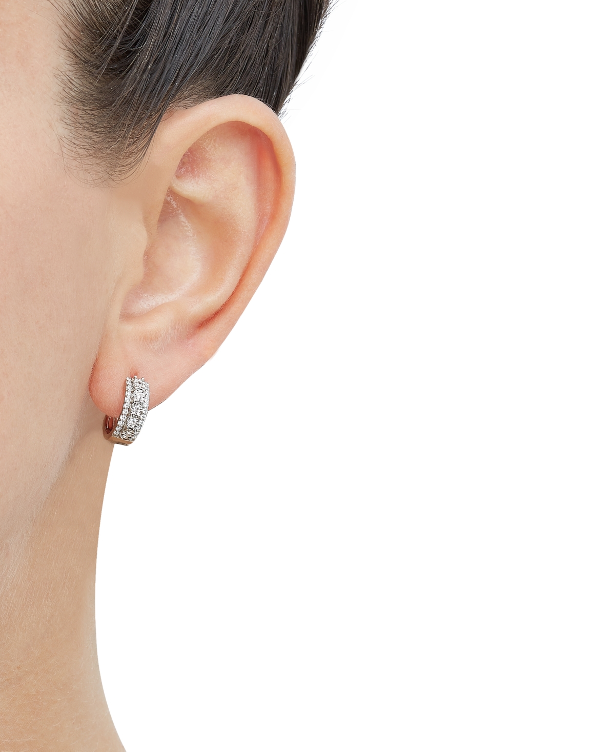 Shop Forever Grown Diamonds Lab Grown Diamond Huggie Hoop Earrings (1/3 Ct. T.w.) In Sterling Silver, 0.56"