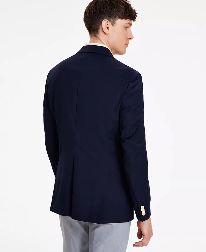 Men's Modern-Fit Solid Navy Blazer - thumbnail 4