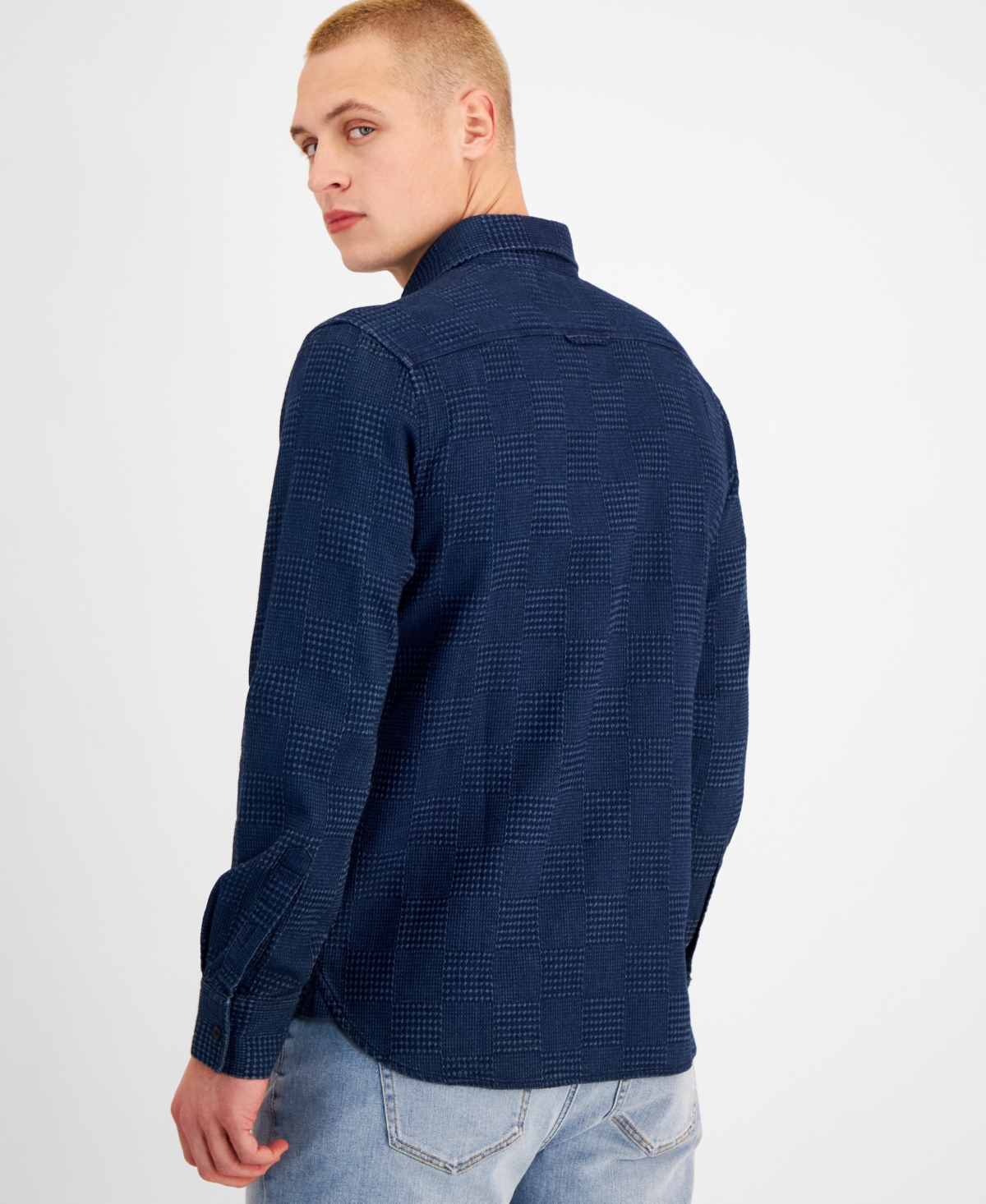Sun + Stone Men's Cristiano Long Sleeve Button-Front Patchwork Shirt, Created for Macy's