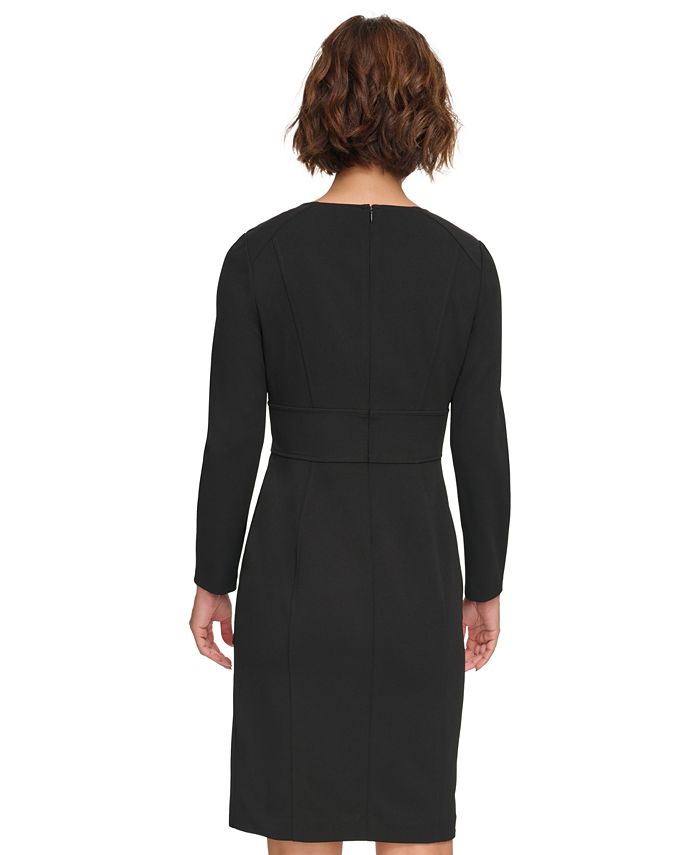 DKNY Women's V Neck Shutter Pleat Party Dress Black Size Medium