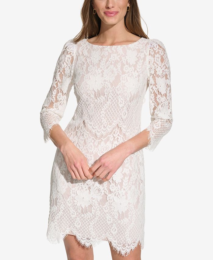 Jessica Howard Women s Lace Scallop Edged 3 4 Sleeve Dress Macy s