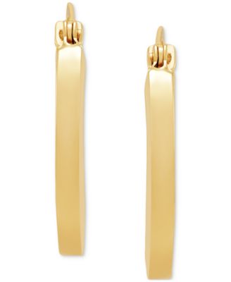 14k Gold Earrings, Polished Square Hoops (17mm)