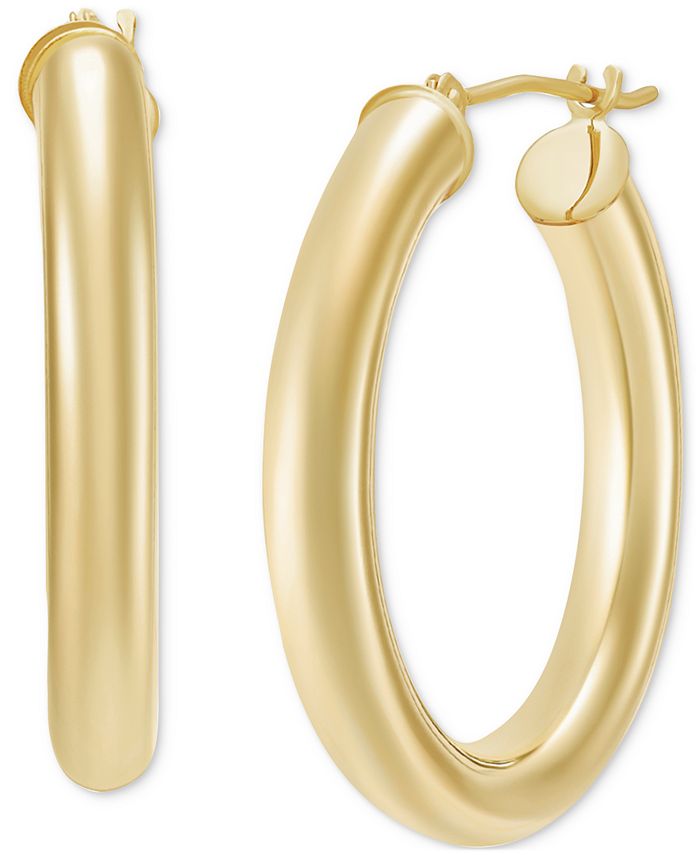 Macy's Polished Tube Hoop Earrings in 14k Gold (25mm) - Macy's