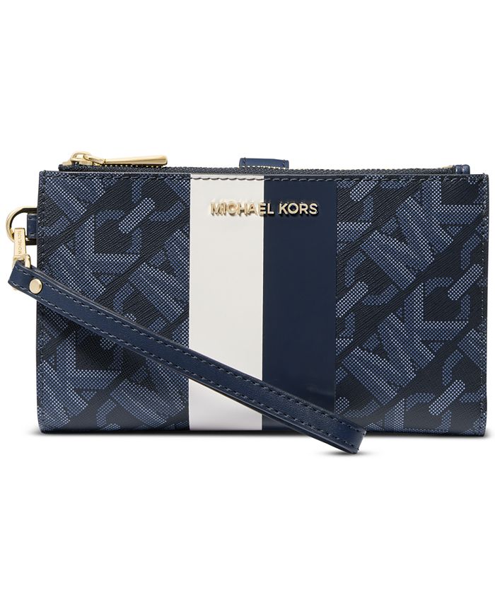 Michael Kors Jet Set Logo Double Zip Wristlet Macy s