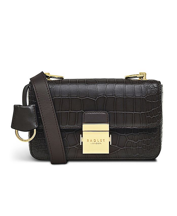Faux croc leather crossbody bag top