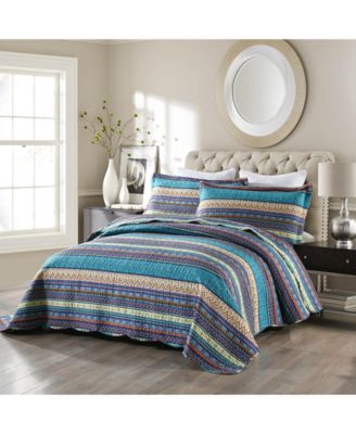 3 Pcs  Bohemian Boho Quilt Bedspread Set B011 - Queen