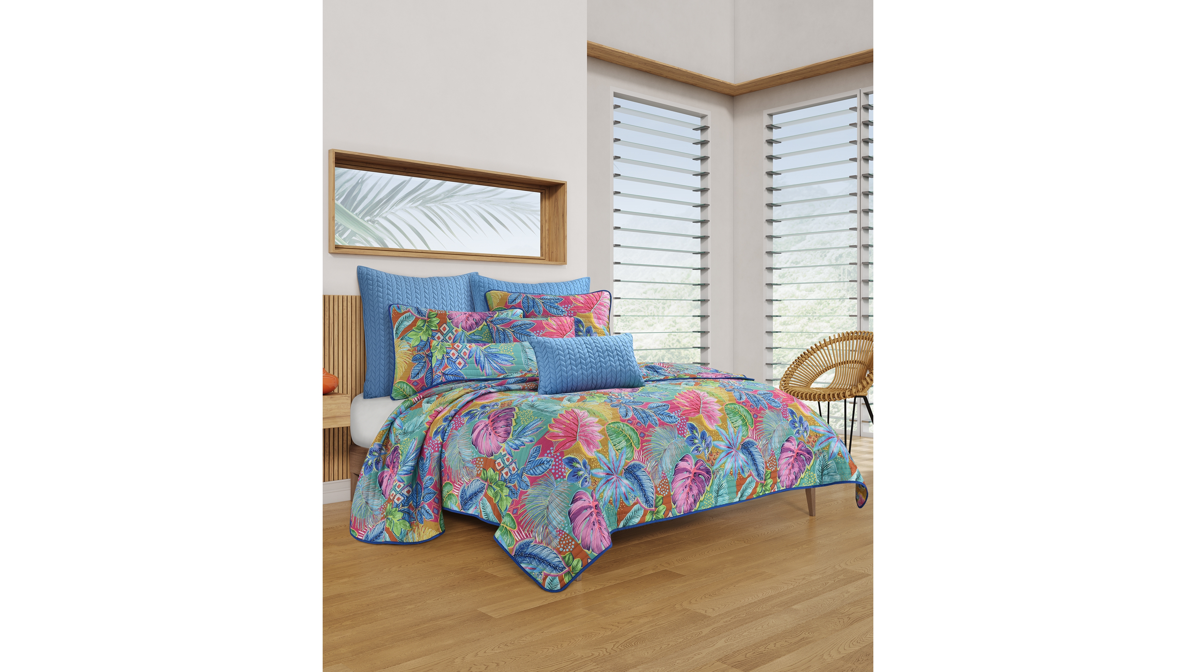 J by J Queen Hanalei Tropical 3-Pc Quilt Set, King/California King