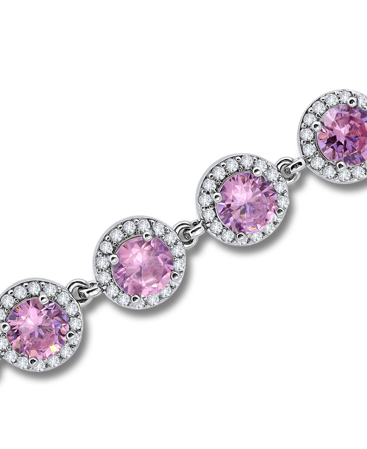 Macy's Pink Cubic Zirconia Round Halo Link Bracelet In Pink