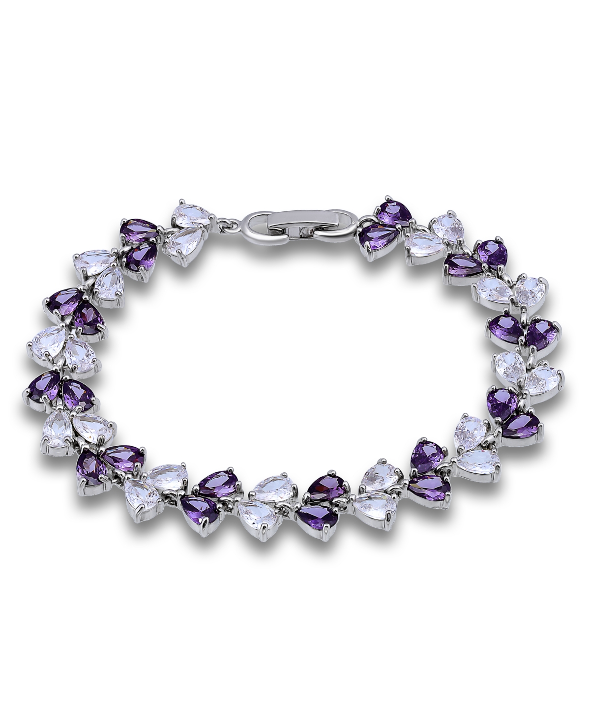 Macy's Cubic Zirconia Purple Clear Alternate Link Bracelet