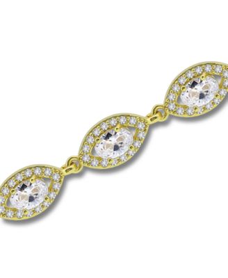 Cubic Zirconia Oval - Pave Marquise - Design Halo Link Bracelet