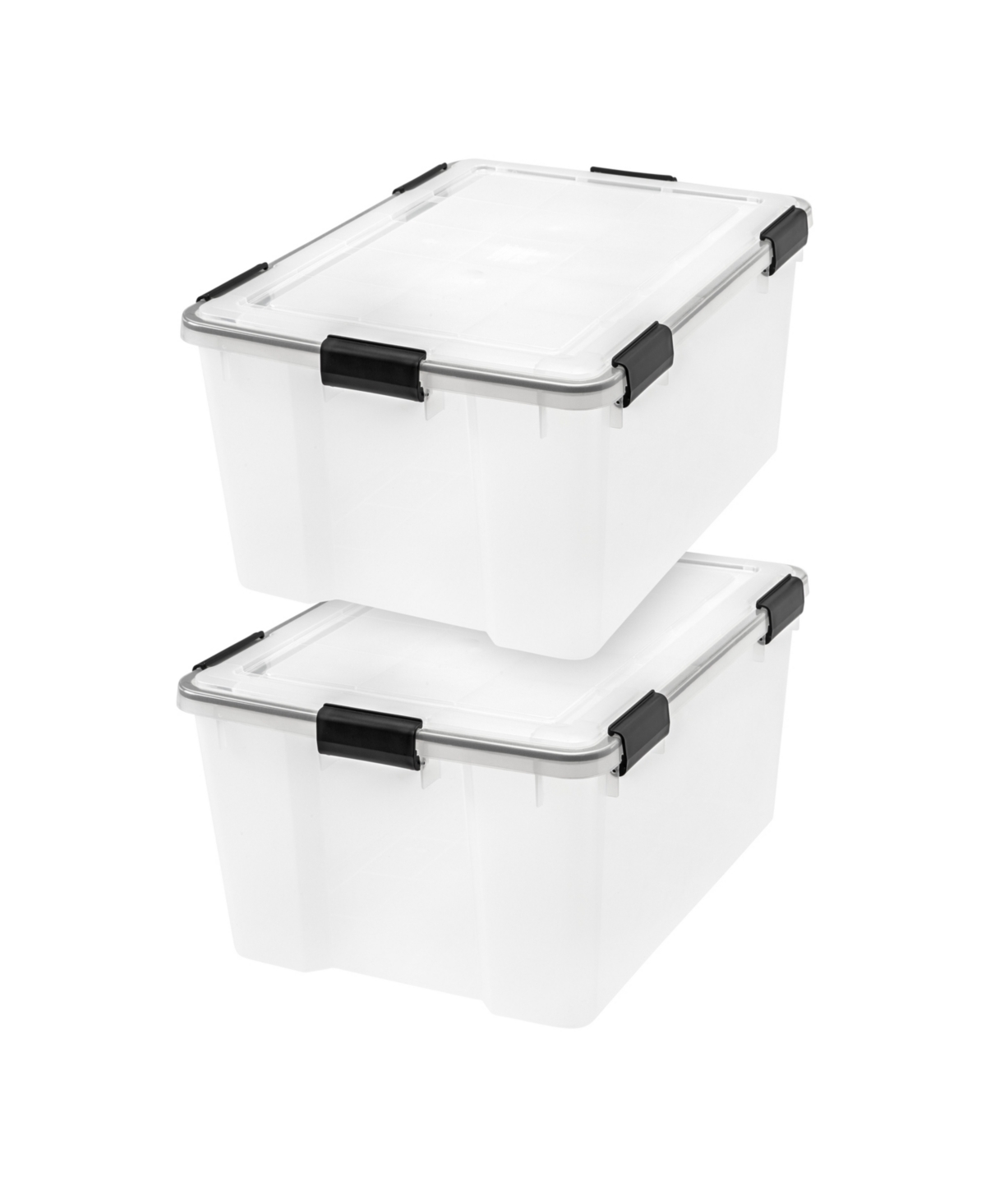 63 Qt Storage Box with Gasket Seal Lid, 2 Pack - Bpa-Free, Made in Usa - Heavy Duty Moving Containers with Tight Latch, Weather Proof Tote Bi