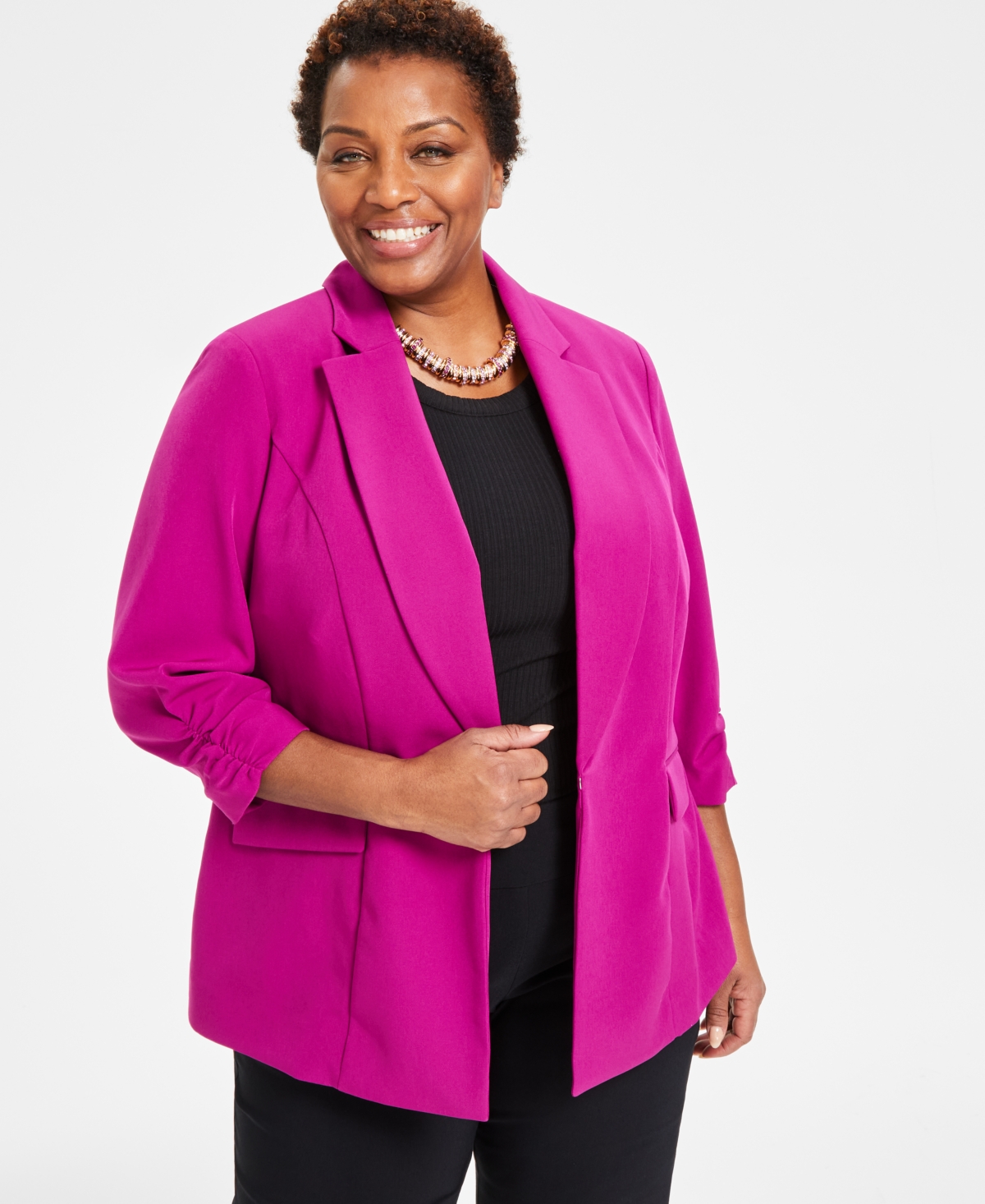 Shop Inc International Concepts Plus Size 3/4-sleeve Blazer, Created For Macy's In Violet Orchid