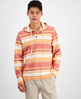 Sun + Stone - Men's Farley Striped Button-Placket Long Sleeve Hoodie