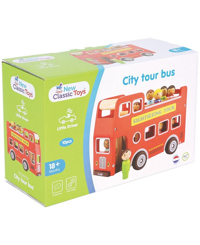 New Classic Toys City Tour Bus with 9 Play Figures for Toddlers