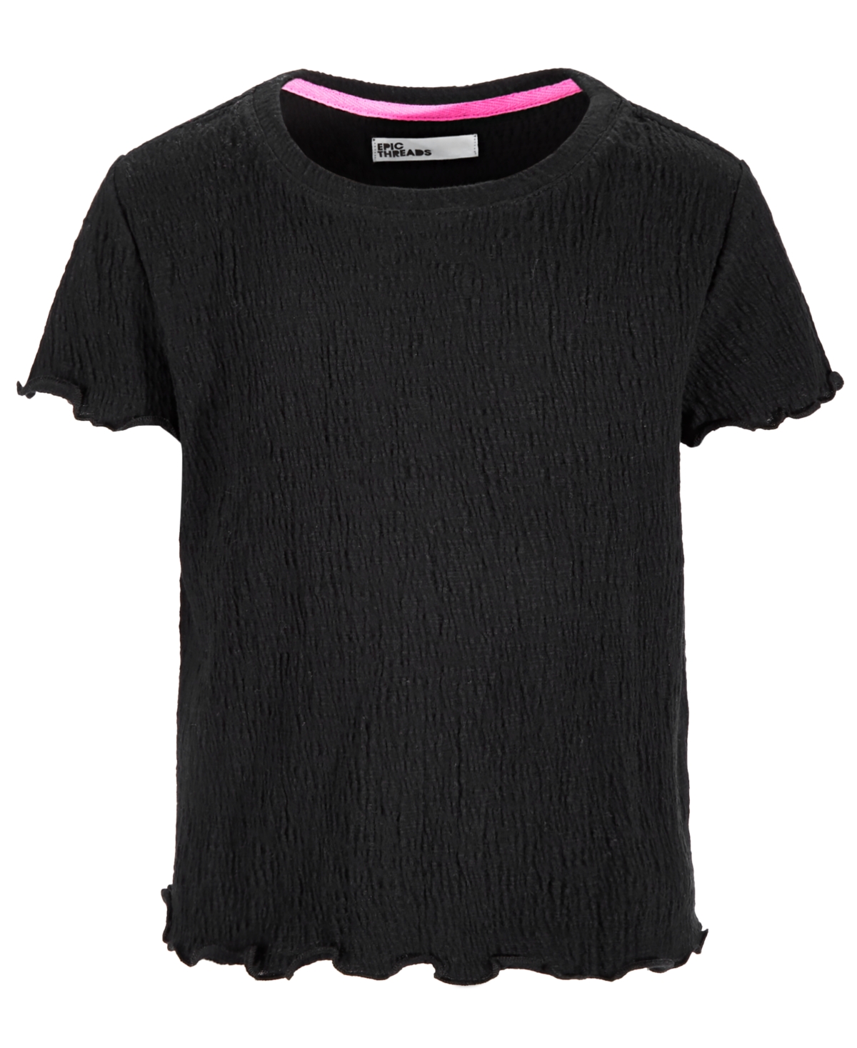 Shop Epic Threads Big Girls Solid-color Textured T-shirt, Created For Macy's In Deep Black
