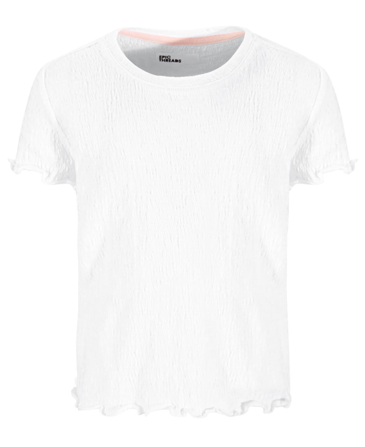 Shop Epic Threads Big Girls Solid-color Textured T-shirt, Created For Macy's In Bright White