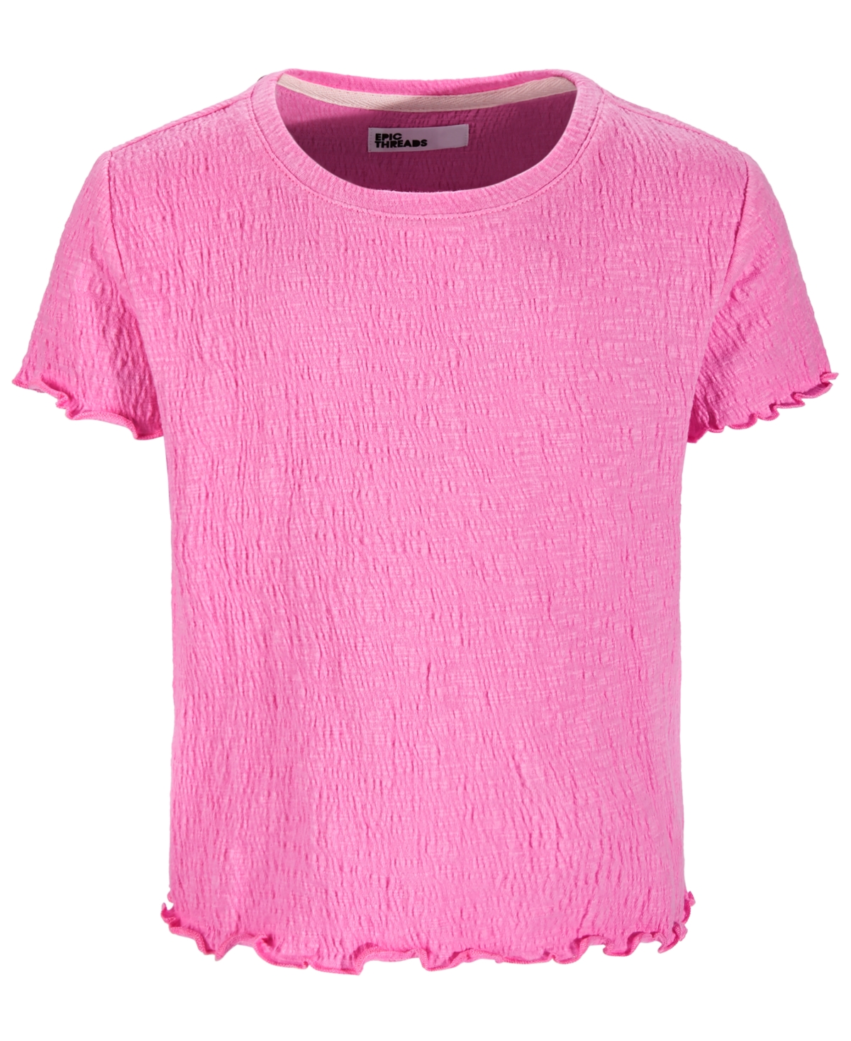 Shop Epic Threads Big Girls Solid-color Textured T-shirt, Created For Macy's In Juicy Pink