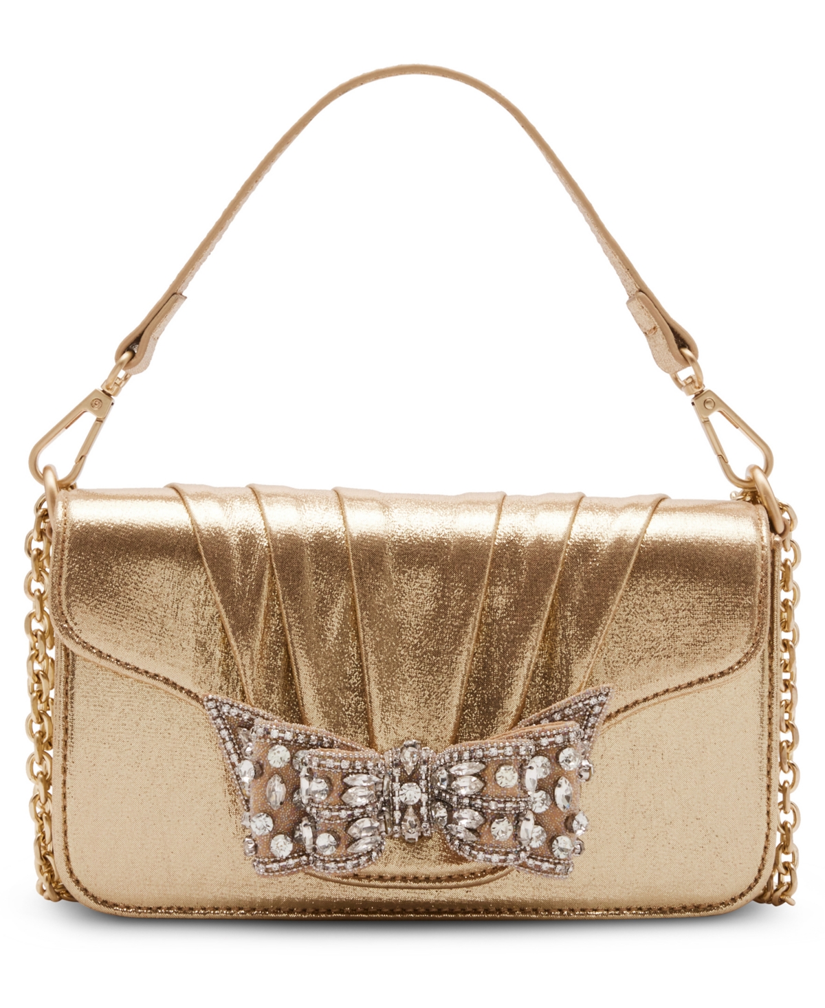 Betsey Johnson 3d Bow Flap Bag In Gold