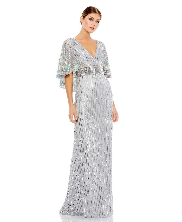 Mac Duggal Embellished V Neck Gown