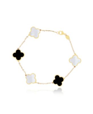 The Lovery Mother of Pearl and Onyx Mixed Clover Bracelet - Macy's