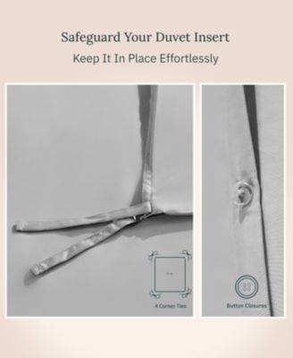 400 Thread Count Cotton Sateen Comforter Cover, Button Closure and Corner Ties Luxury Duvet Cover Only, Queen