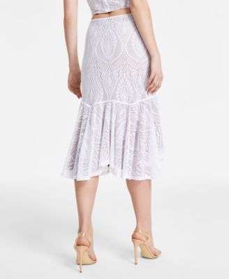 GUESS Women's Katrina Asymmetric Print Skirt With Elastic Waist
