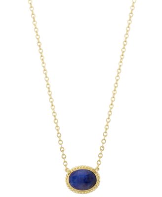 Malachite Oval Rope-Framed Pendant Necklace in 14k Gold, 18" + 1" extender (Also in Lapis Lazuli)