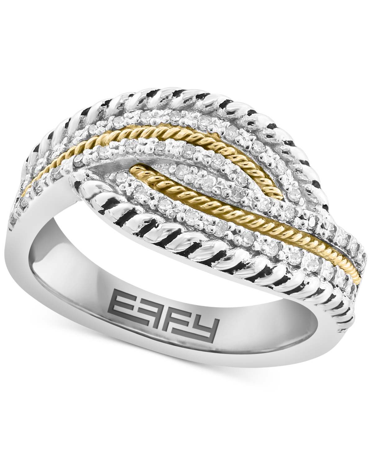 Effy Diamond Swirl Crossover Ring (1/5 ct. t.w.) in Sterling Silver & 18k Gold-Plate - K Gold Over Silver