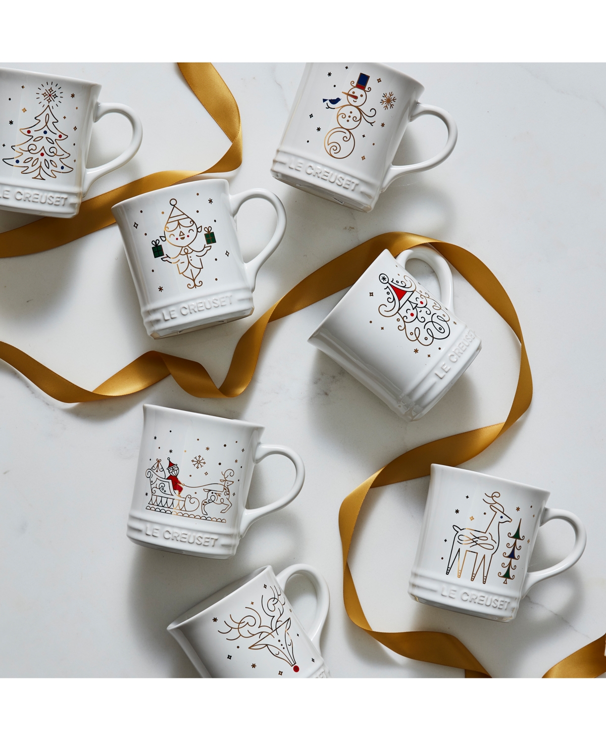 Le Creuset Stoneware Coffee Mug Noel Snowman oz.