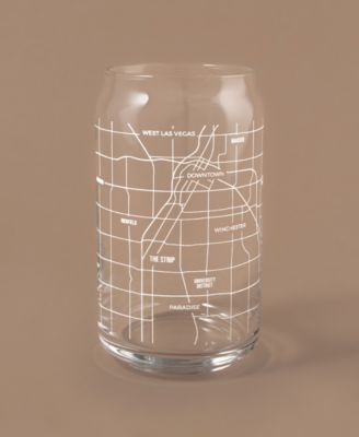 THE CAN Las Vegas Map 16 oz Everyday Glassware, Set of 2