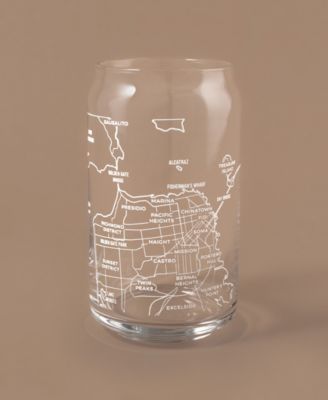 THE CAN San Francisco Map 16 oz Everyday Glassware, Set of 2