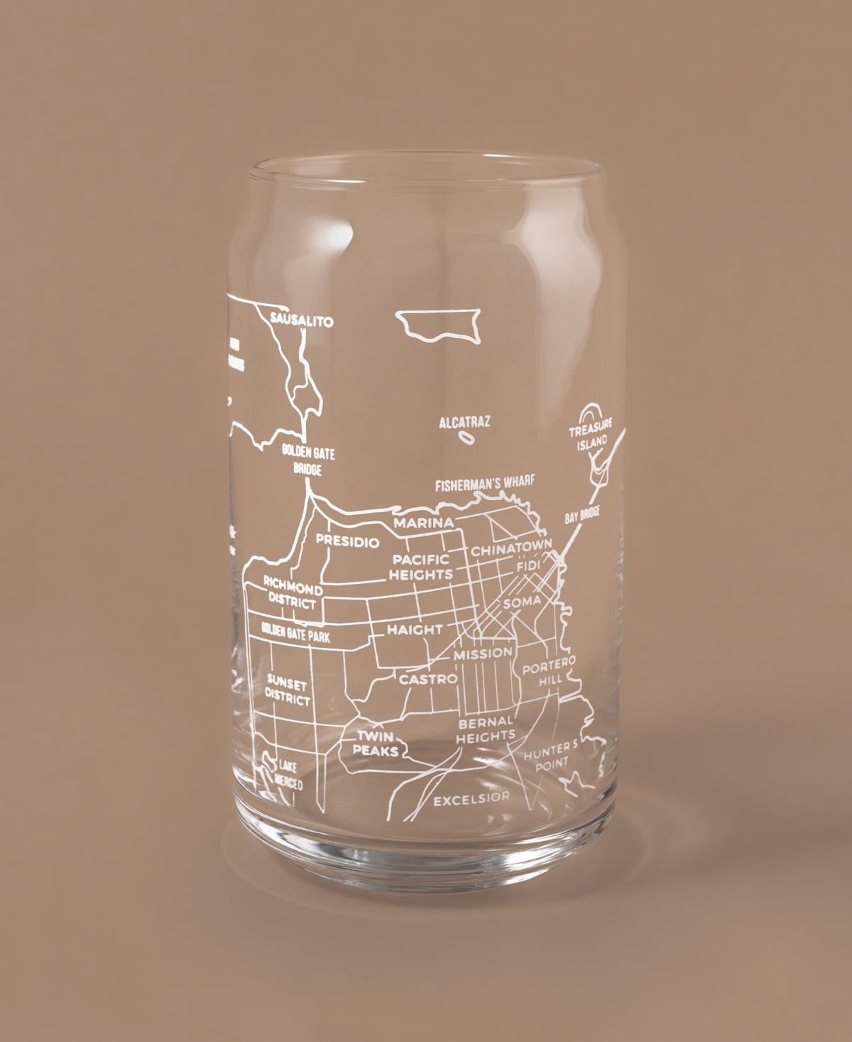 Shop Narbo The Can San Francisco Map 16 oz Everyday Glassware, Set Of 2 In White