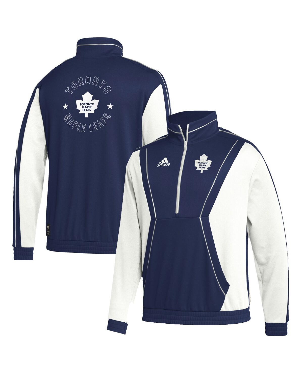 Shop Adidas Originals Men's Adidas Blue Toronto Maple Leafs Team Classics Half-zip Jacket