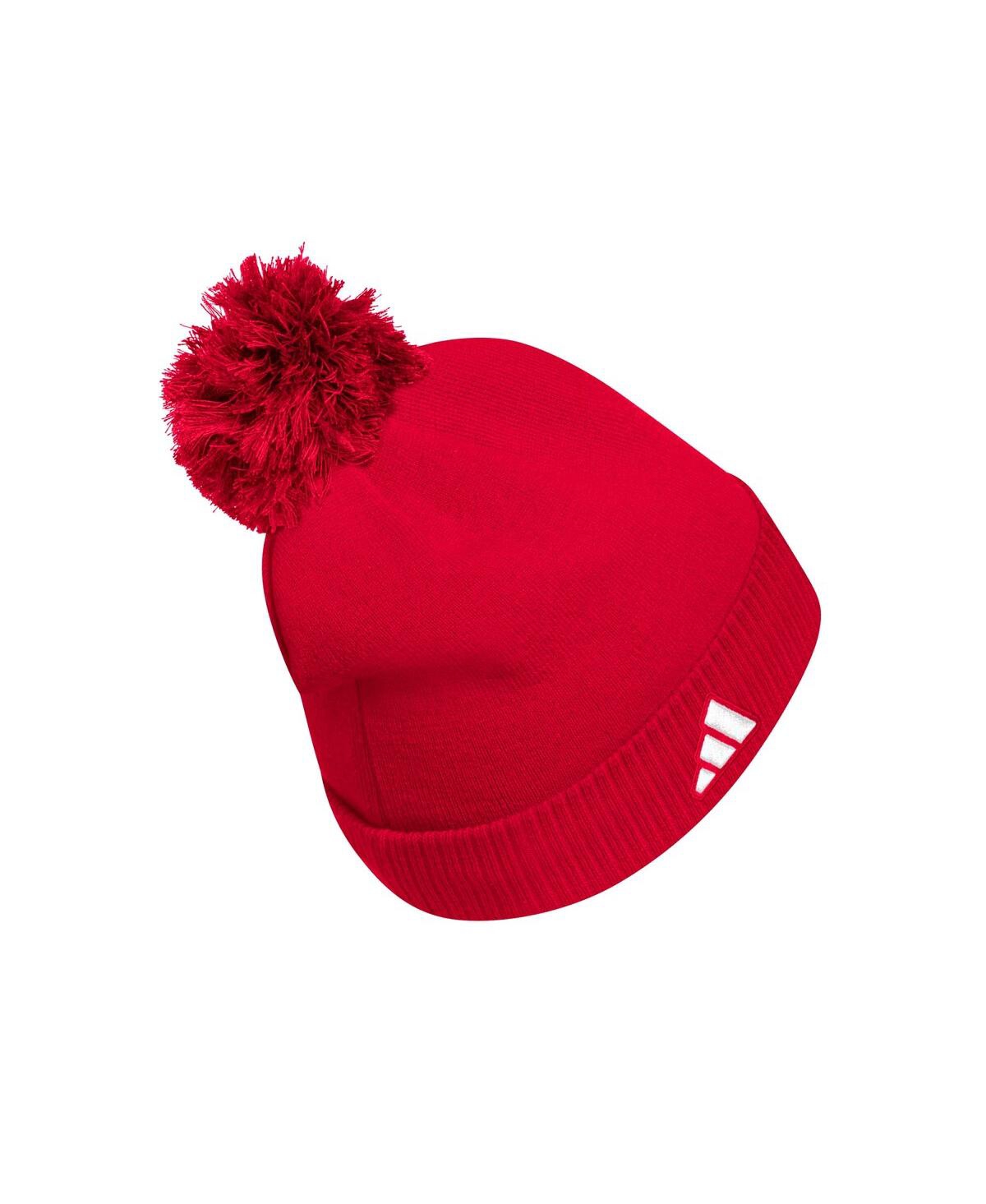 Shop Adidas Originals Men's Adidas Red Nc State Wolfpack 2023 Sideline Cold.rdy Cuffed Knit Hat With Pom