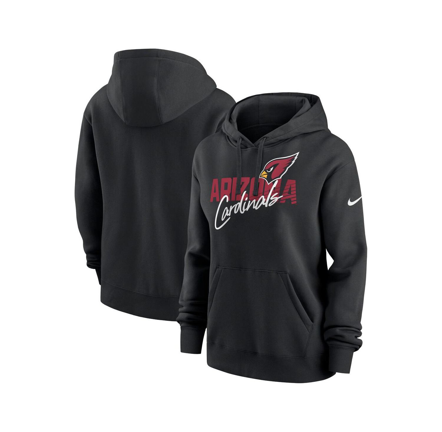Women's Black Arizona Cardinals Wordmark Club Fleece Pullover Hoodie